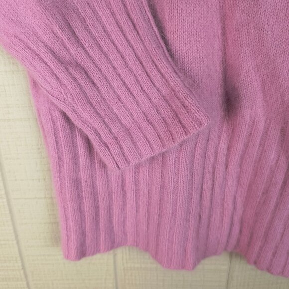 Vintage 90s Angora Blend Sweater V Neck Rose Pink Soft - Picture 3 of 4